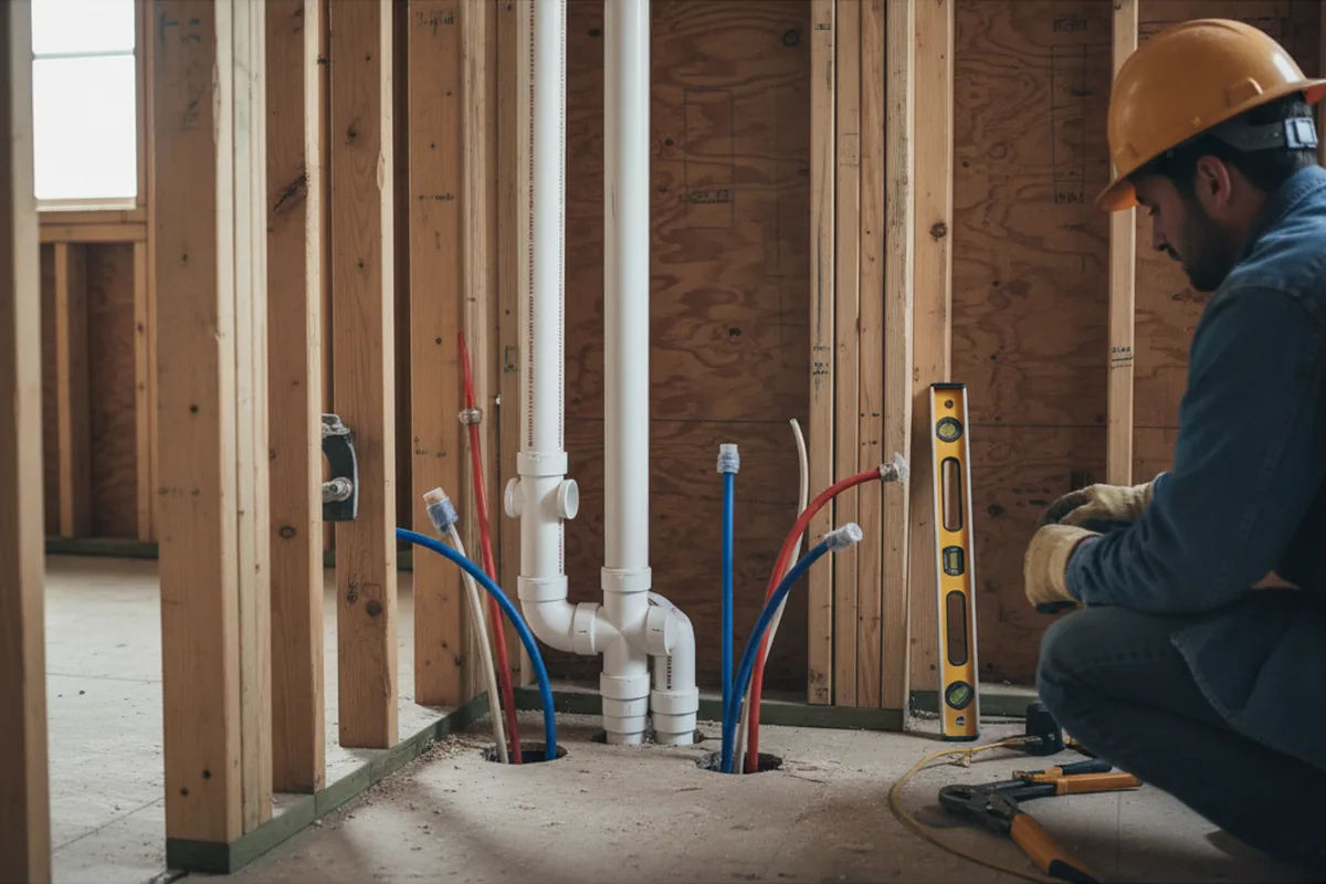 Drain and supply rough-in during Leak Detection in Waterville